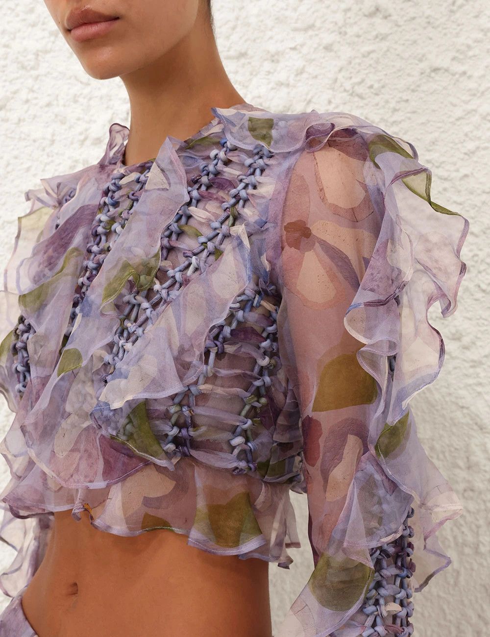 Zimmermann oc11z0226 Dawning Braided Bodice Crop Top In Multicolor Size L / US 10 / IT 46 - 5 Thumbnail