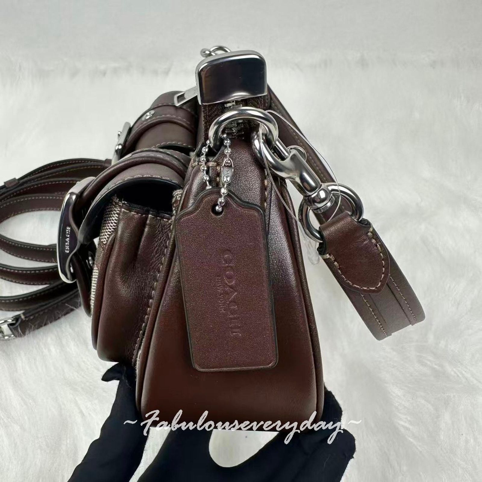 Coach COACH Ashton Shoulder xbody Sig Jacquard/Silver/Oak/Maple Size ONE SIZE - 5 Thumbnail