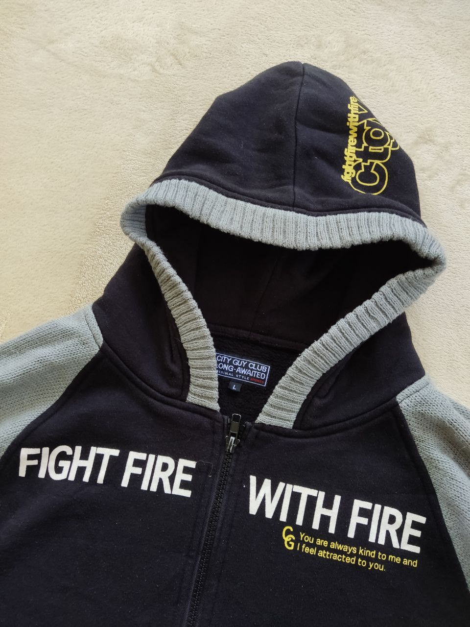 Japanese Brand CTGY Fight Fire With Fire Varsity Knitted Zipper Hoodie Size US L / EU 52-54 / 3 - 5 Thumbnail