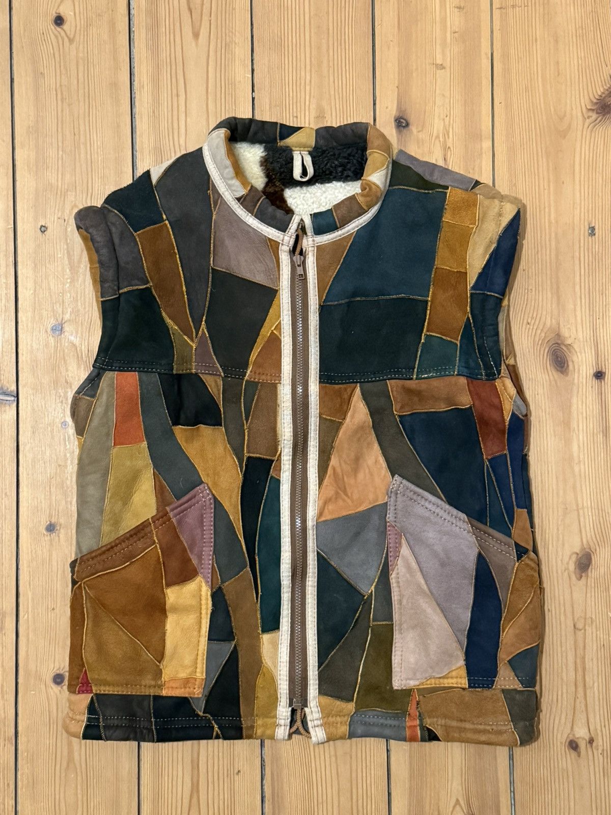 Other Rare Theo Muratidis Original Shearling Patchwork Vest Vintag Size US L / EU 52-54 / 3 - 1 Thumbnail