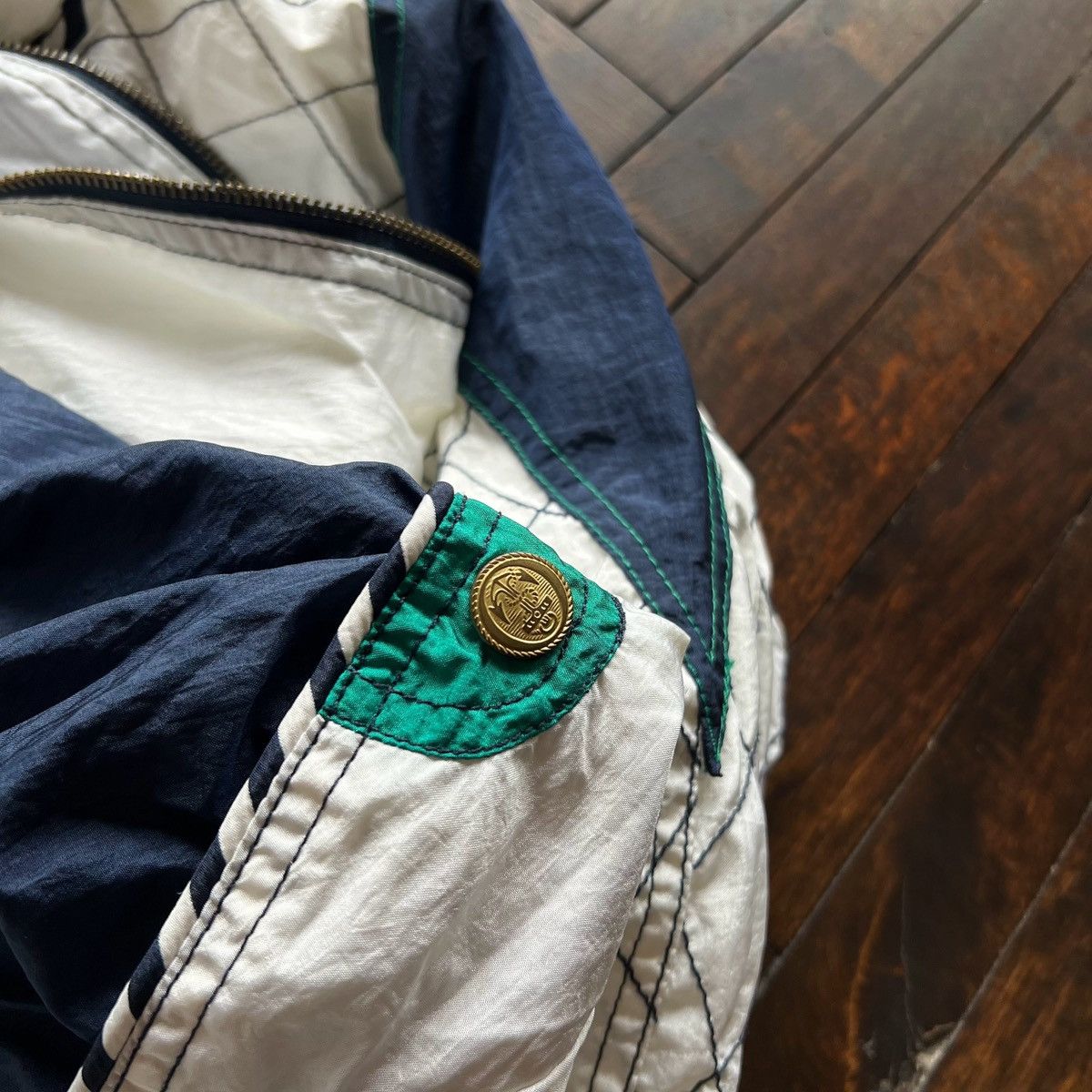 Designer × Vintage East West Vintage 90s Nylon Unisex Zip Jacket White Blue Size M / US 6-8 / IT 42-44 - 8 Thumbnail