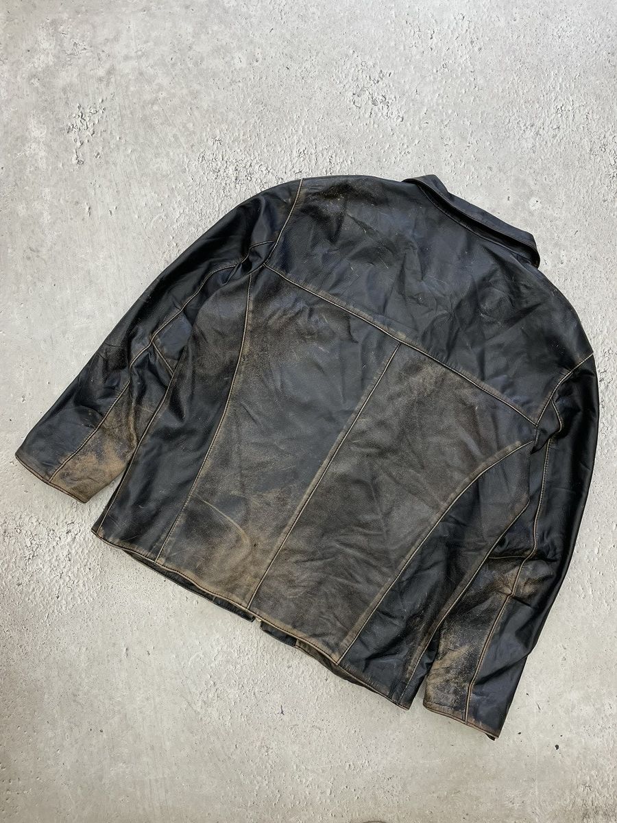 Vera Pelle Hype schott style faded distressed leather jacket 90s Size US XL / EU 56 / 4 - 11 Thumbnail