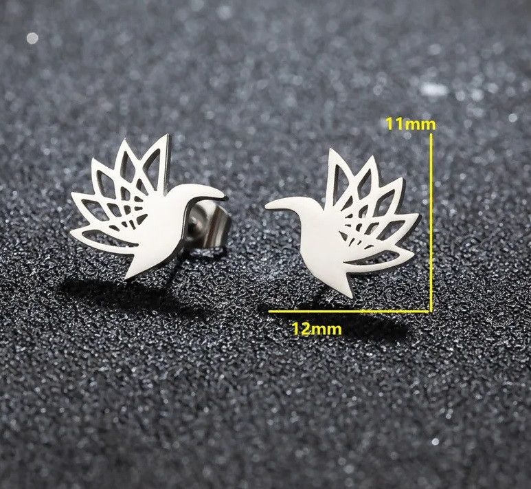 Jewelry Hummingbird Stud Earrings Charm Earring Gift Size ONE SIZE - 2 Thumbnail