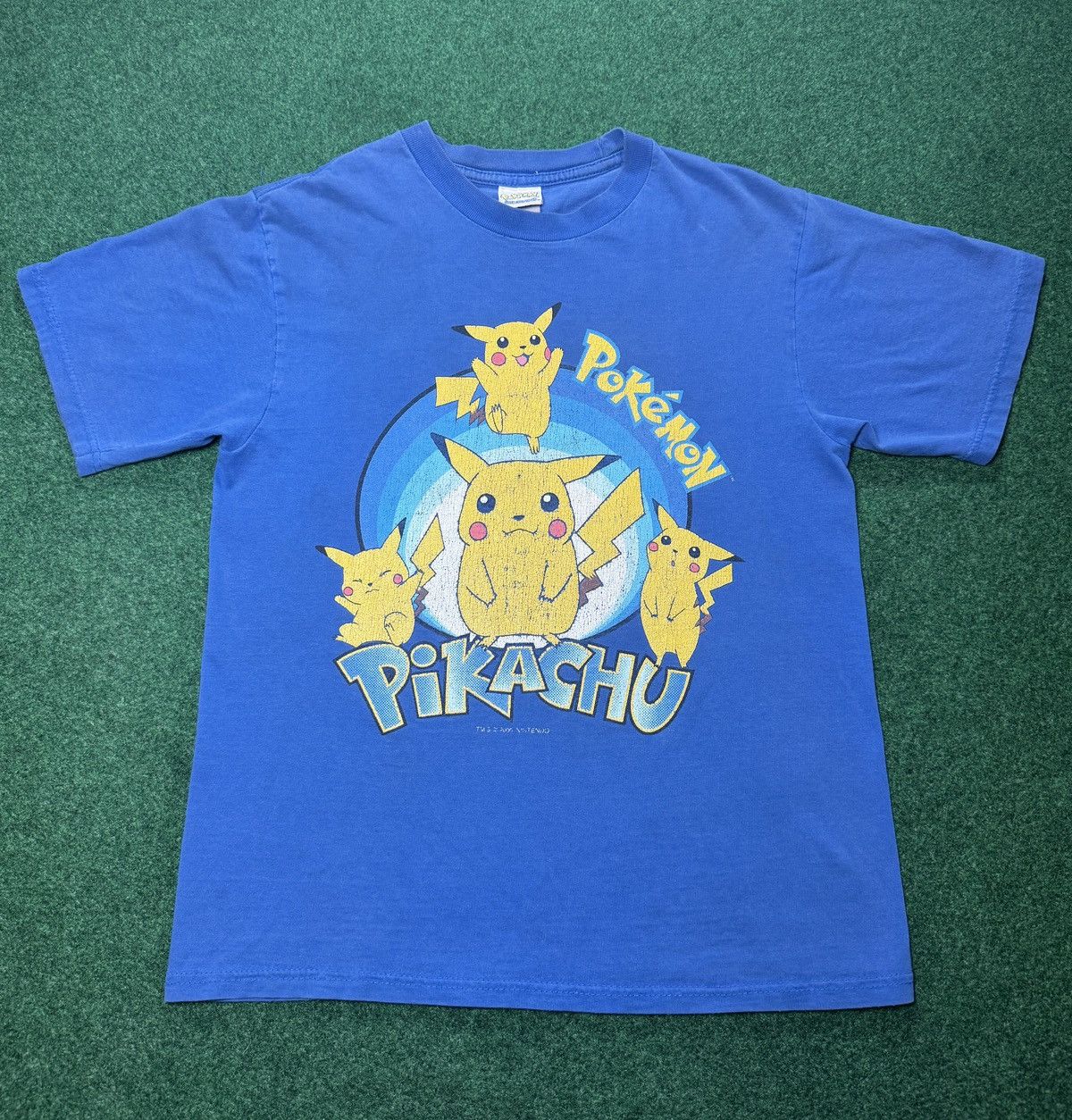 Pokemon × Vintage vtg 90s y2k Pokemon Pikachu Nintendo Blue XS