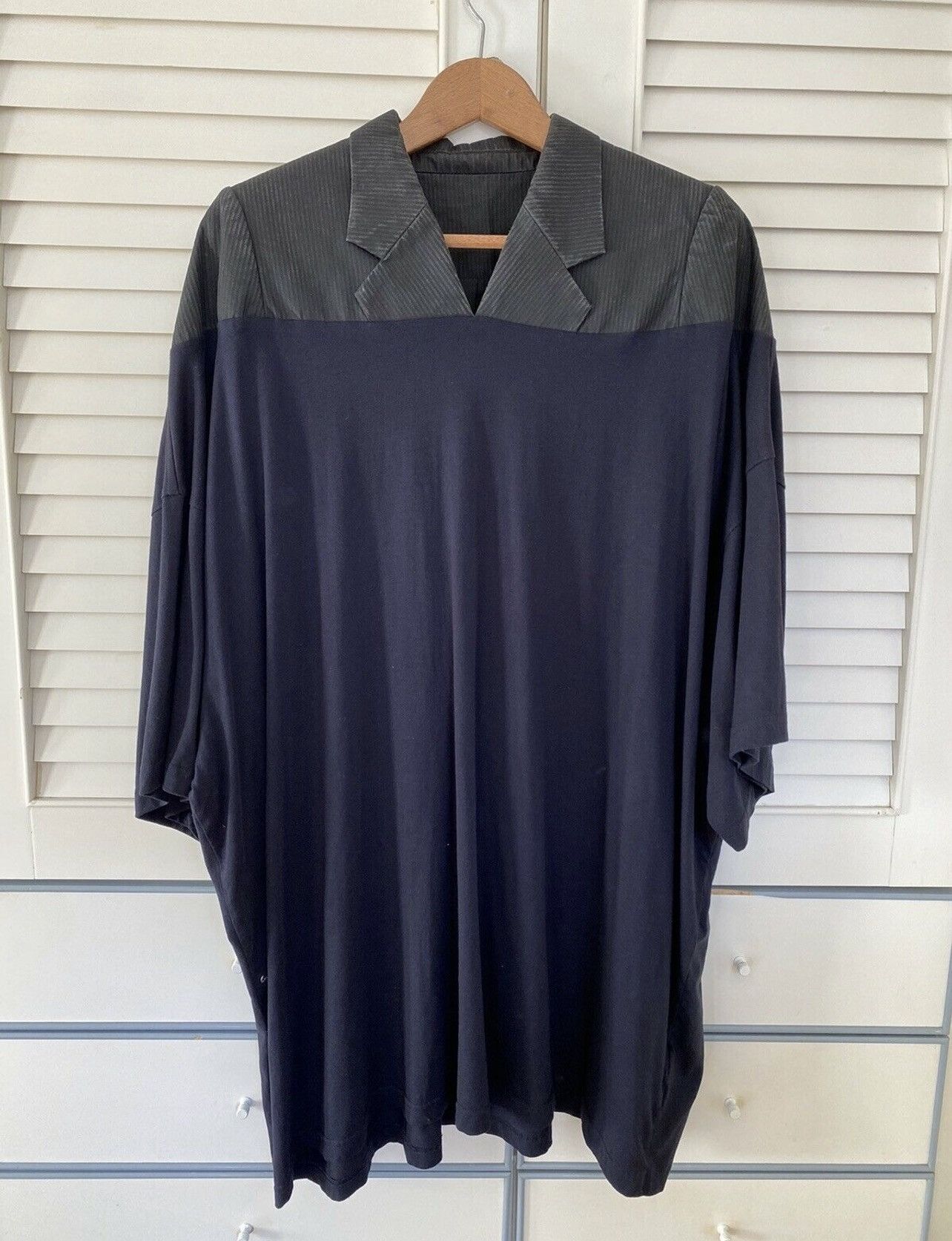 image of Bless Half Jacket/t-Shirt Sz. Lg in Grey/Navy, Men's (Size Large)
