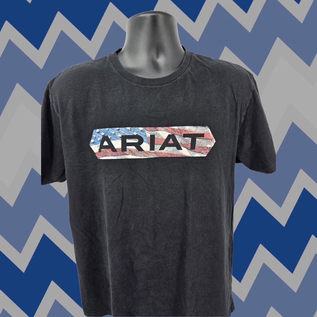 Ariat Ariat T-shirt Graphic Print US Flag Logo Short Sleeve Men L Black Crew Neck Shirt Size US L / EU 52-54 / 3 - 1 Thumbnail