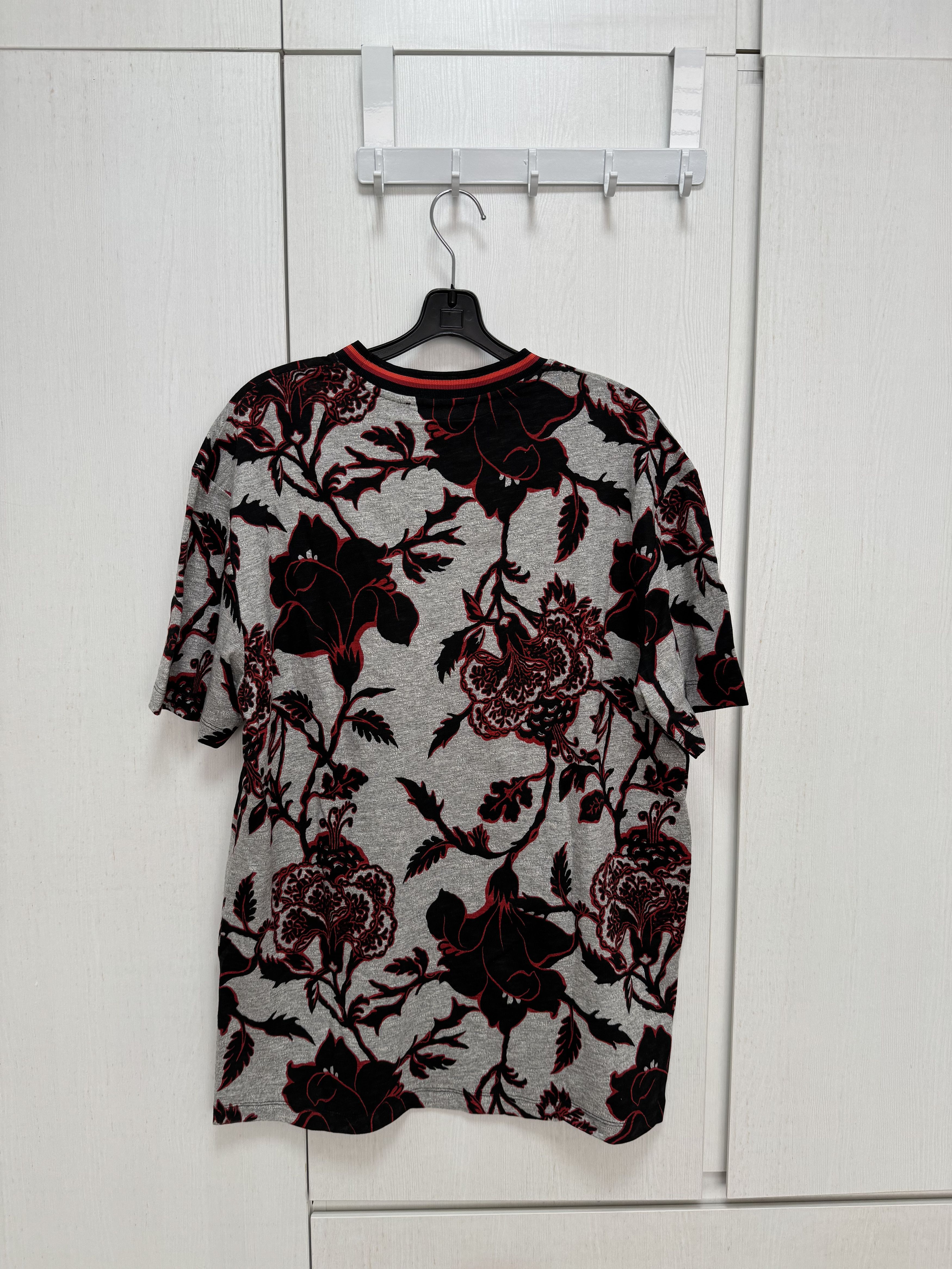 McQ Alexander McQueen Red Floral Grey T-Shirt Size US L / EU 52-54 / 3 - 2 Thumbnail