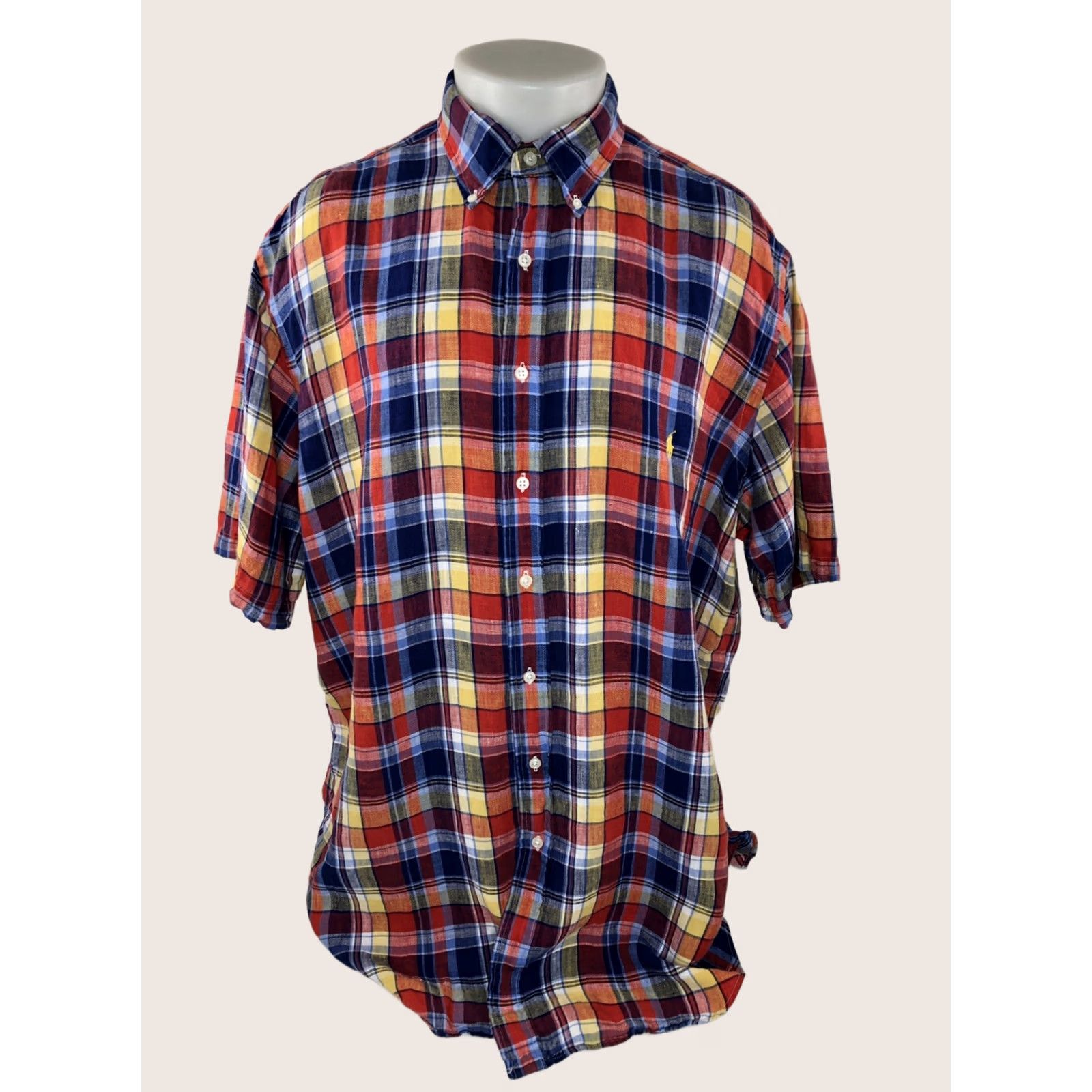Polo Ralph Lauren POLO RALPH LAUREN Shirt Mens XLTALL LINEN Plaid Checked Embroidered Pony Size US XL / EU 56 / 4 - 1 Thumbnail