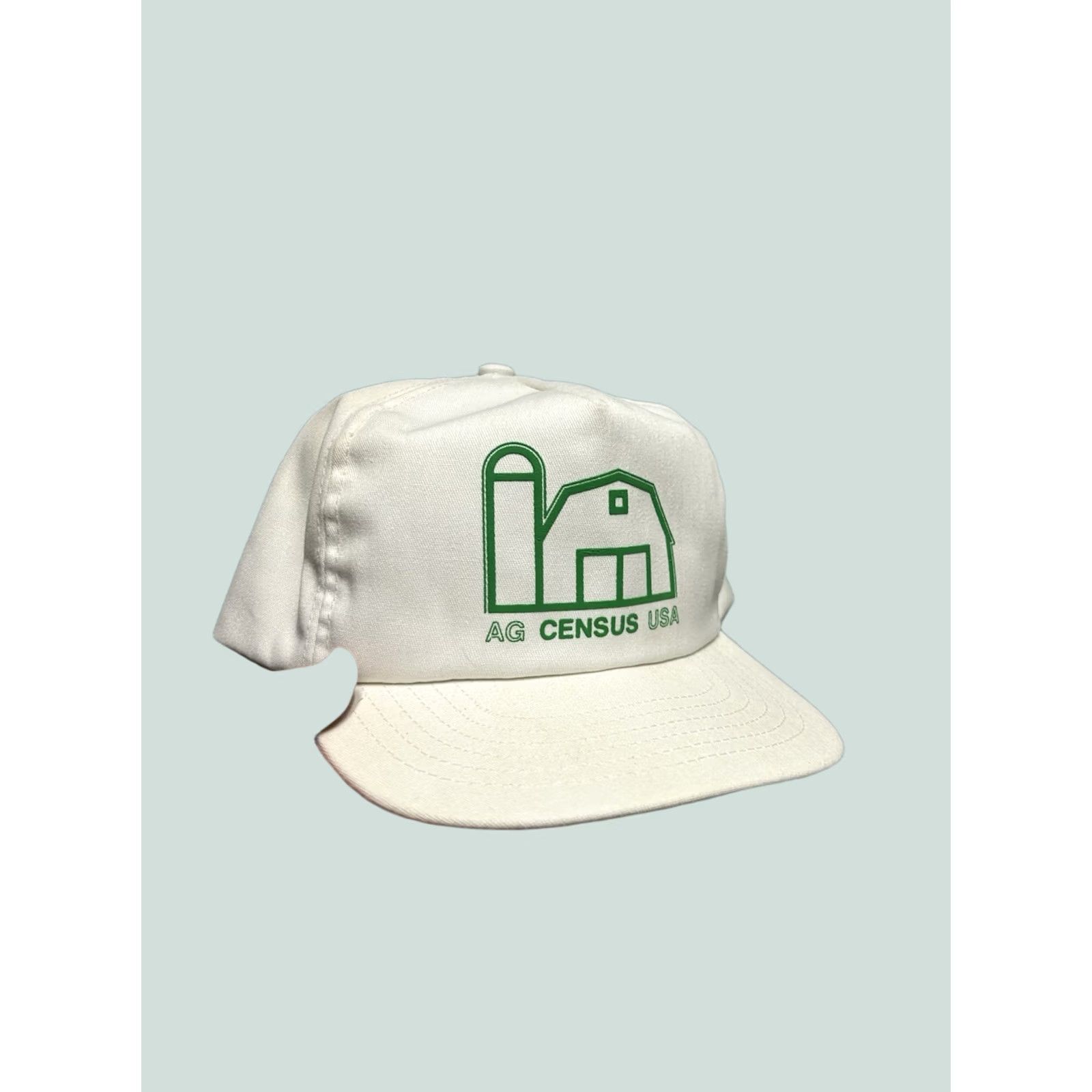 Vintage VINTAGE Snapback Hat Cap USA Ag census farm feed made in USA Men Adjustable White 80s 90s Size ONE SIZE - 1 Thumbnail