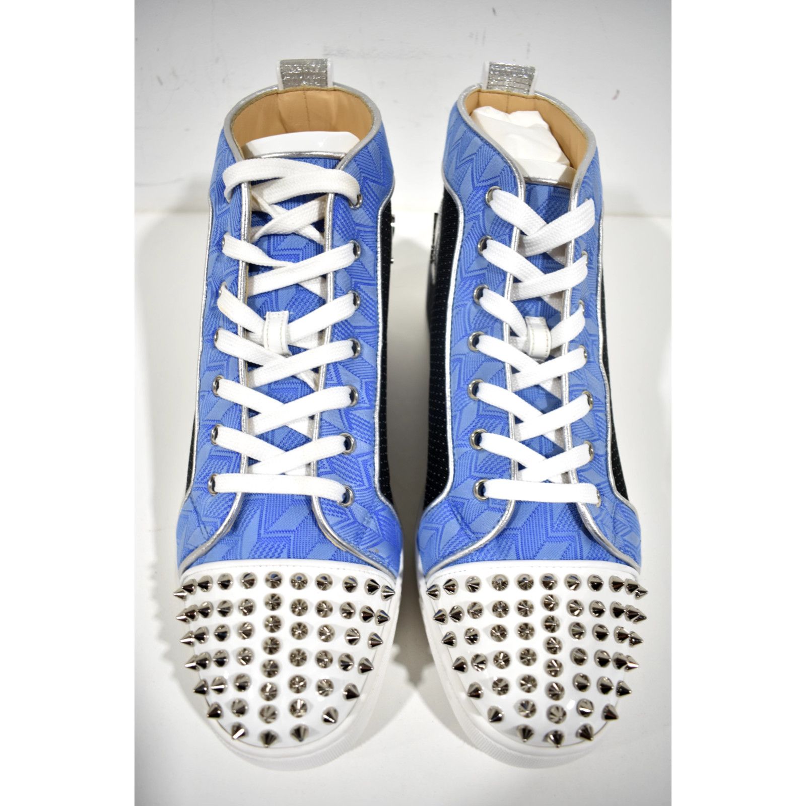 Christian Louboutin Christian Louboutin Lou Spikes Orlato Flat White Blue Size US 8 / EU 41 - 6 Thumbnail