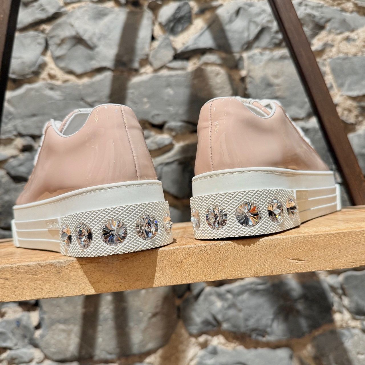 Miu Miu Miu Miu Pink Patent Crystal Heel Platform Sneakers Size US 6 / IT 36 - 9 Thumbnail