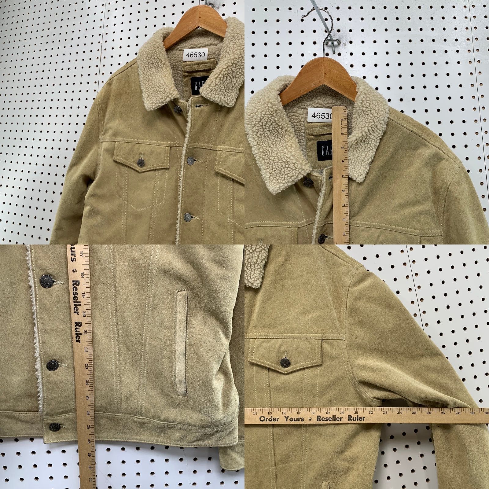 Gap VINTAGE Gap Leather Suede Jacket Mens Large Beige Sherpa Lined Collar Y2K Jacket Mens Large Beige Sherpa Lined Collar Y2K Size US L / EU 52-54 / 3 - 9 Thumbnail