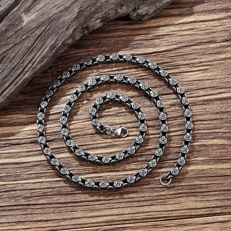 Jewelry 65cm Locomotive Punk Chain Stainless Steel Oxidized Necklace Size ONE SIZE - 2 Thumbnail