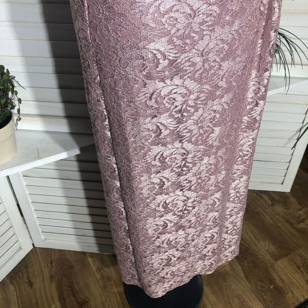 Vintage Tahari Arthur S. Levine Maxi Sequin Gown Floral Lace Pink 6 Size M / US 6-8 / IT 42-44 - 13 Thumbnail