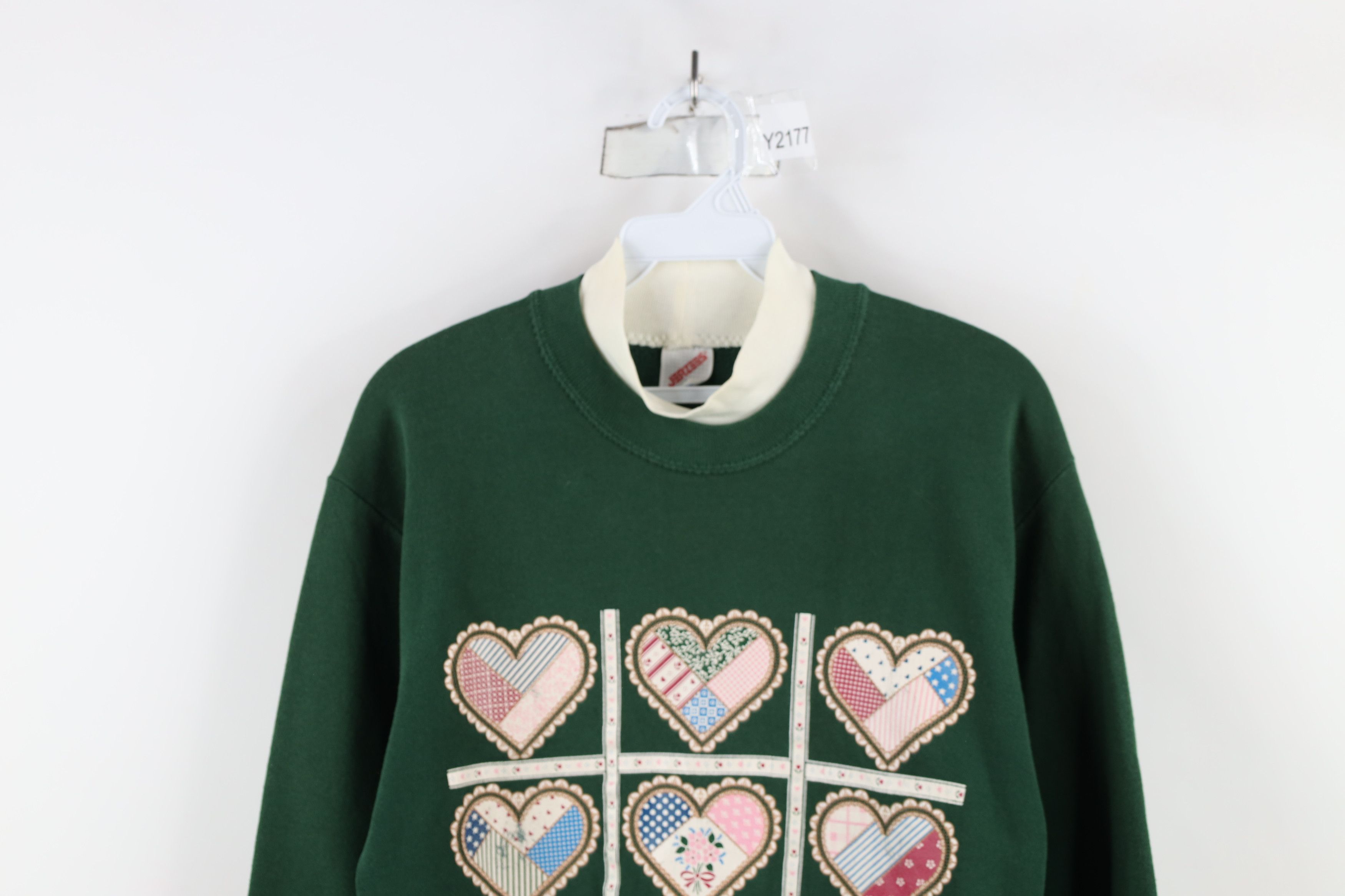 Vintage Vintage 90s Streetwear Country Quilt Heart Sweatshirt USA Size M / US 6-8 / IT 42-44 - 2 Thumbnail
