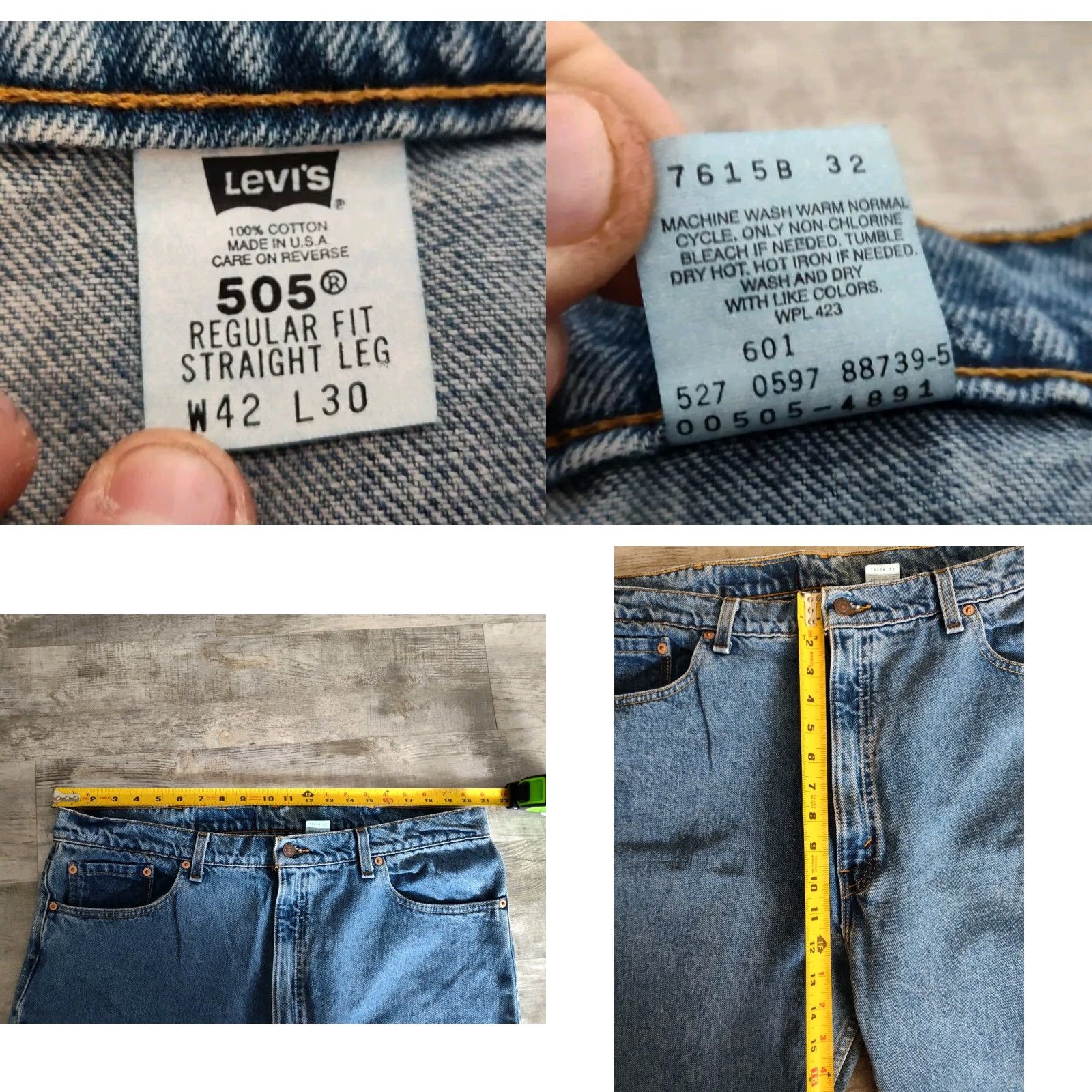Levi's Vintage Levi's 505 Jeans Men’s 42x27 Regular Fit Straight Leg Made in USA Denim Mens Size US 42 / EU 58 - 8 Thumbnail