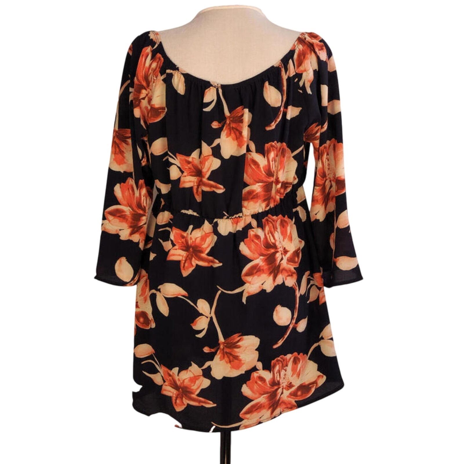 Other Wishful Women's Blouse Large Navy Floral Top Size L / US 10 / IT 46 - 2 Thumbnail