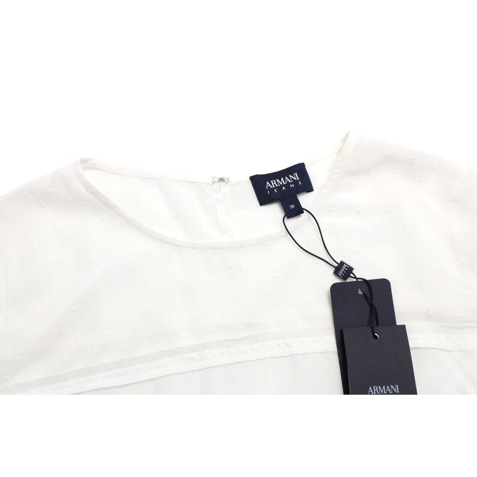 Vintage ARMANI JEANS Blouse Women's EU 38 Short Sleeve Mulberry Silk Blend White Size XS / US 0-2 / IT 36-38 - 4 Thumbnail