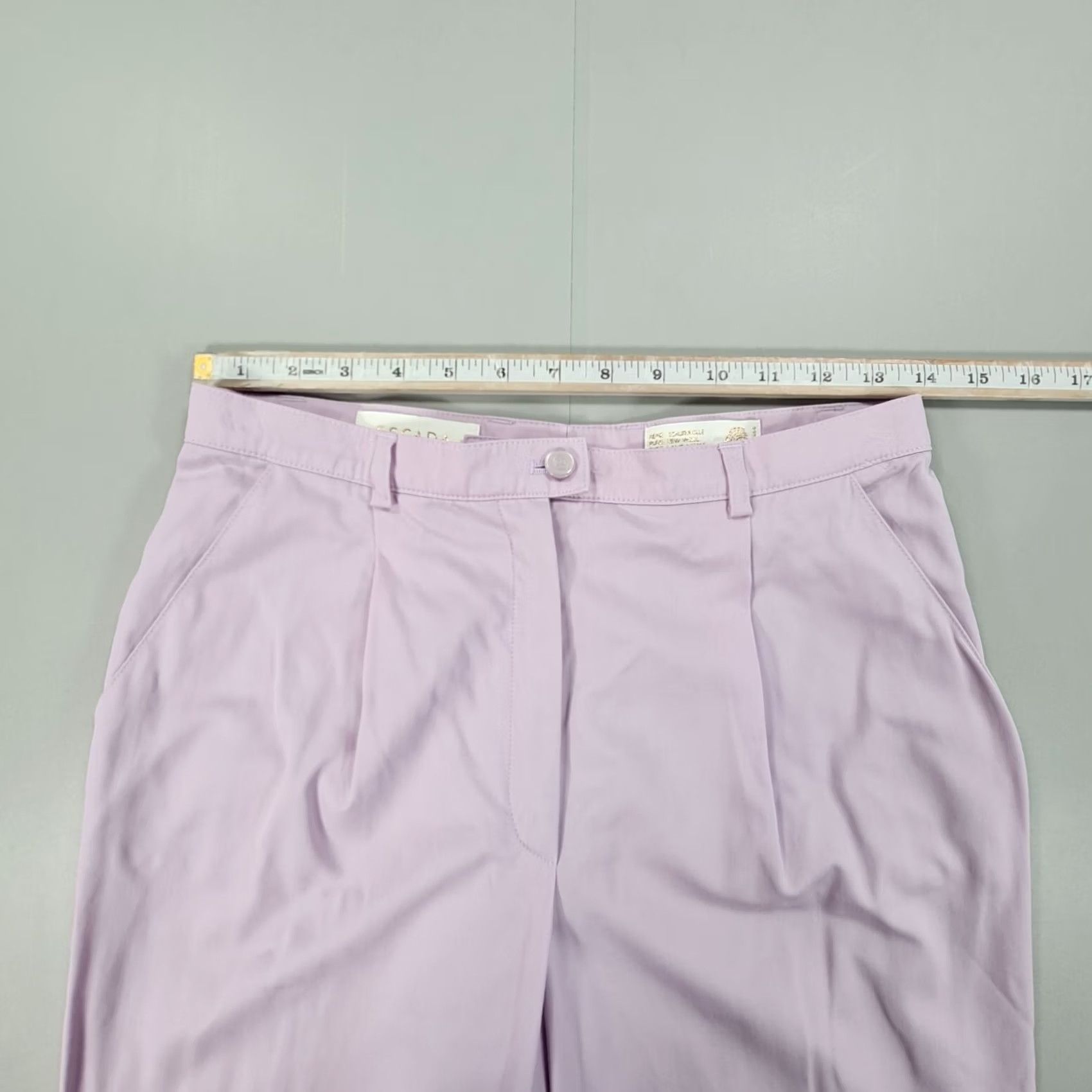 Escada ESCADA Womens Trousers Purple 38 Wool Straight Leg Career Pants Pleated High Rise Regular Dress Pants Mens Womens Girls Boys Size 26" / US 2 / IT 38 - 6 Thumbnail