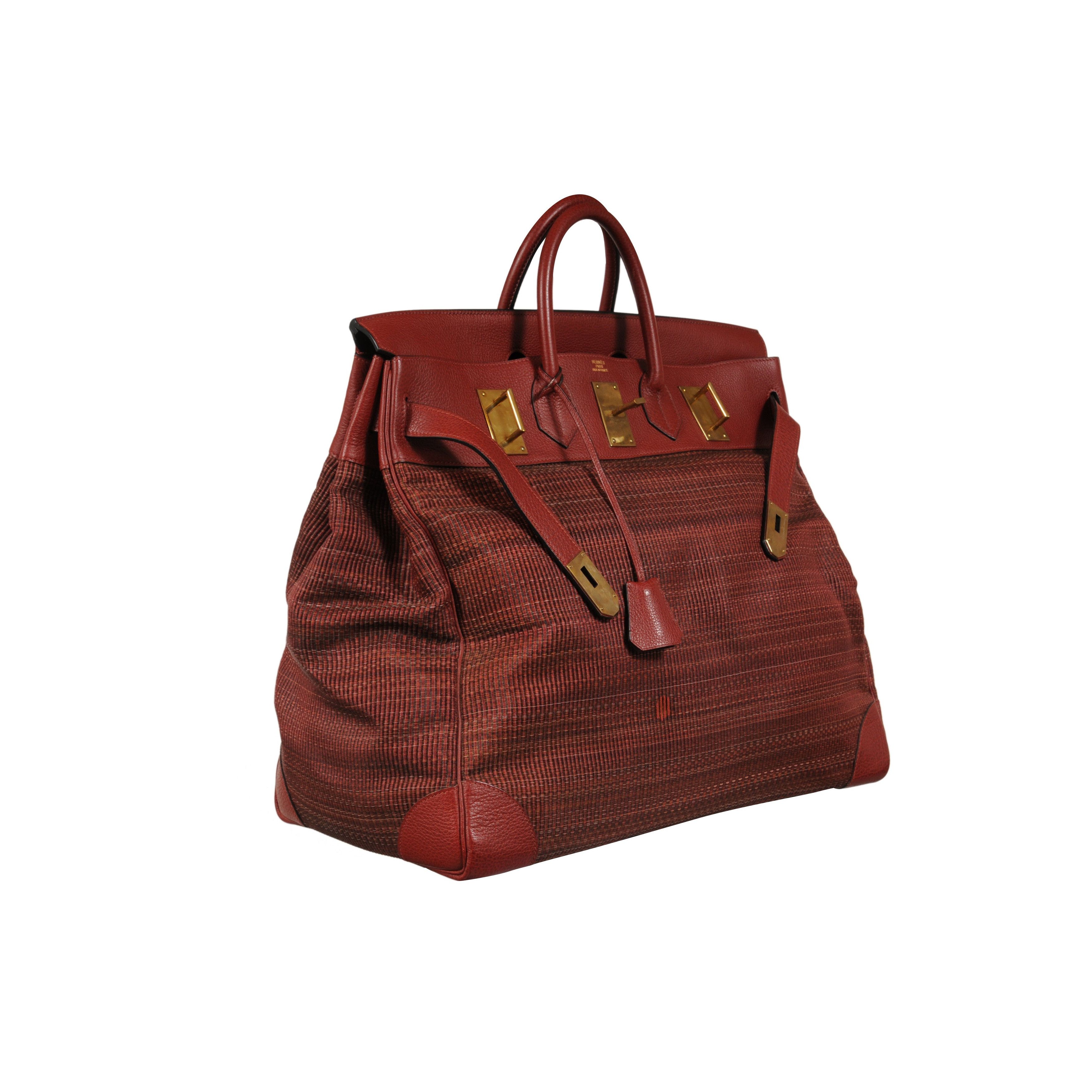 Hermes Haute A Courroies Hac 50 Red Rogue H Crinoline Buffalo Gold Size ONE SIZE - 8 Thumbnail