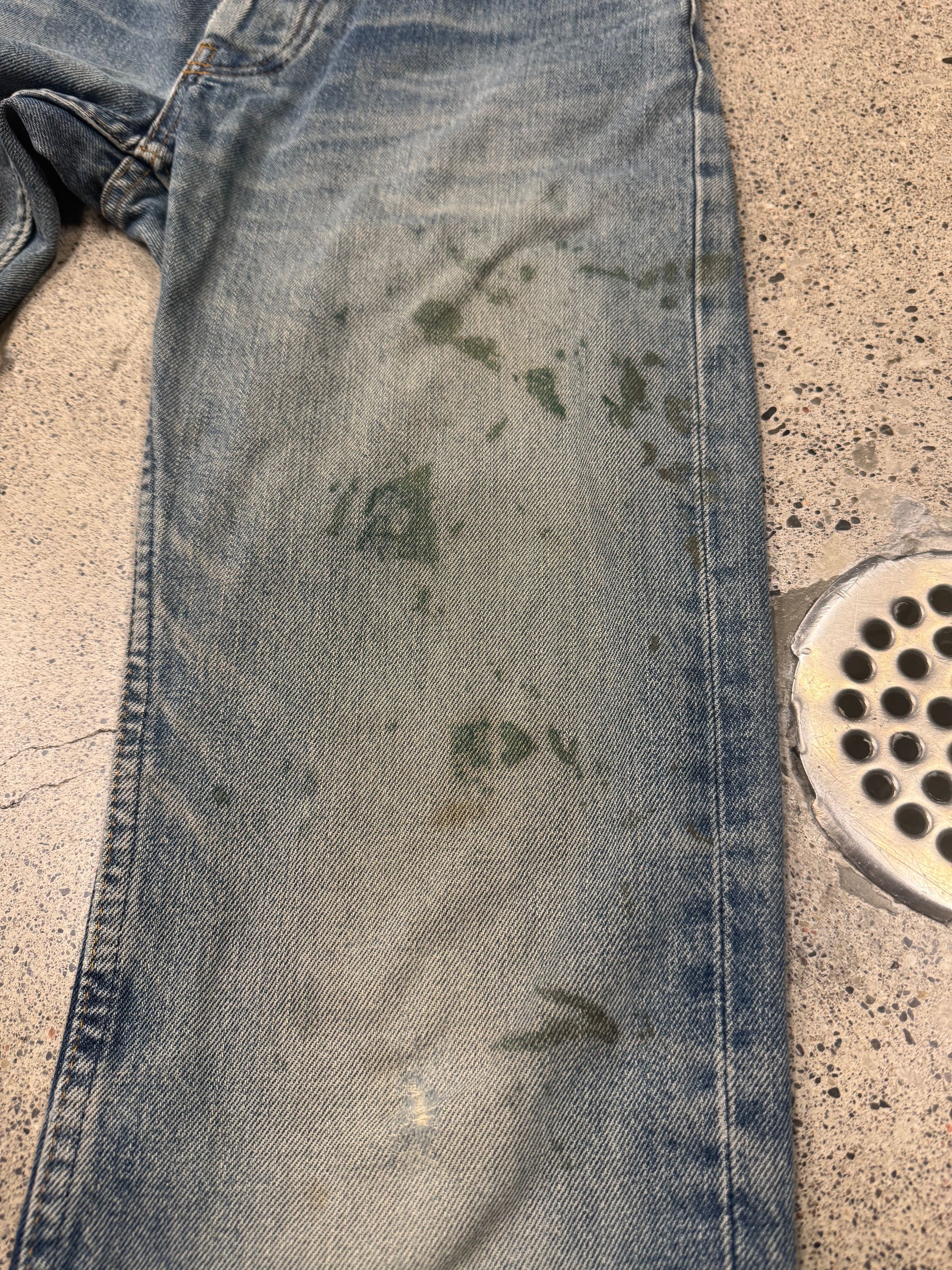 Helmut Lang 1999 Helmut Lang ‘Painter’ Washed Blue/Green Bootcut Denim Size US 30 / EU 46 - 2 Thumbnail