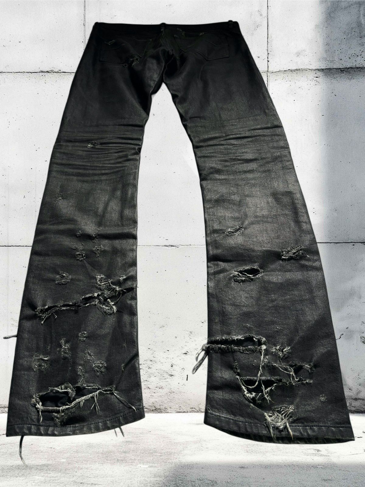 Dior Dior Homme SS04 destroyed waxed strip denim Size US 34 / EU 50 - 6 Thumbnail