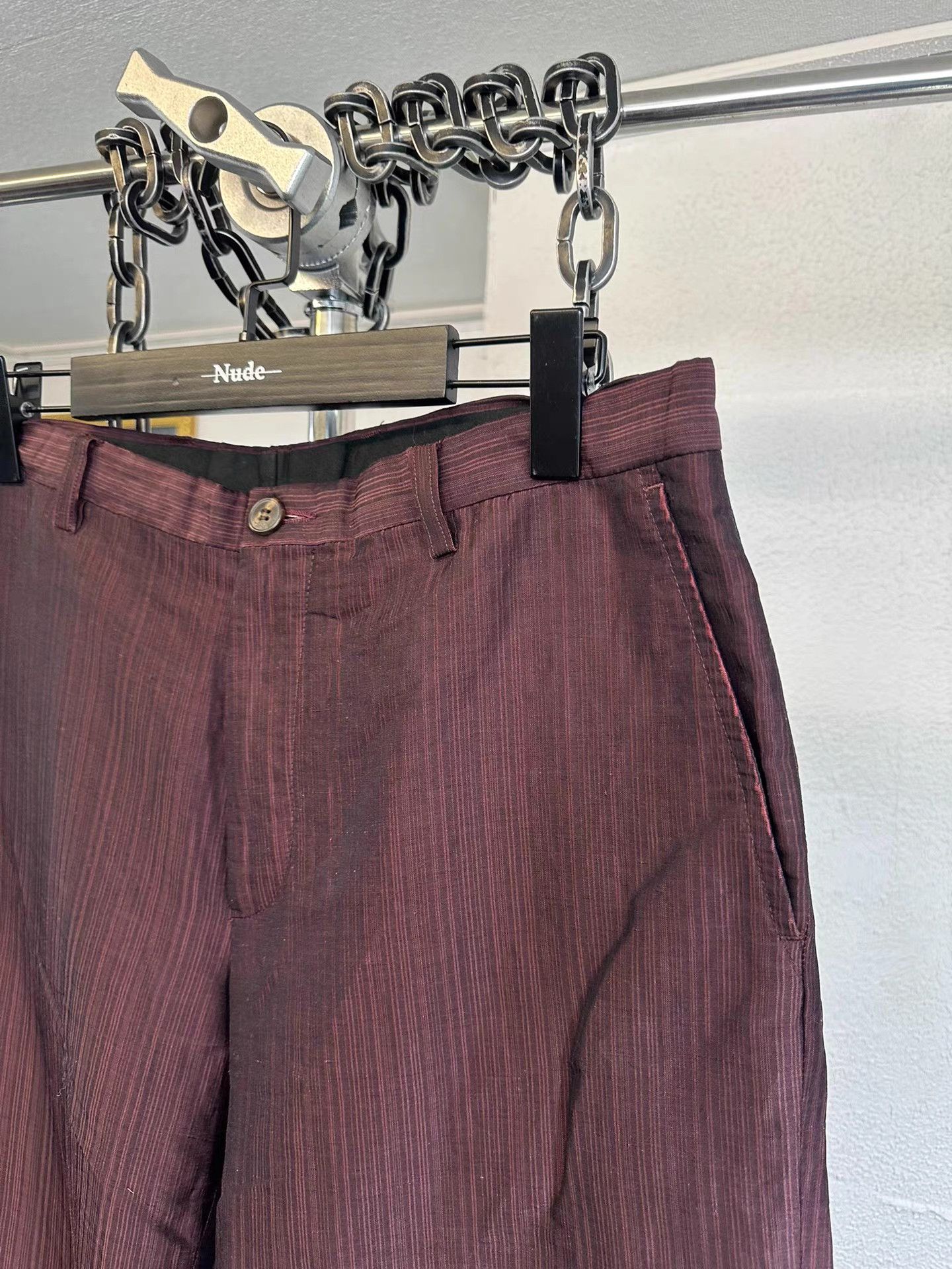 Dries Van Noten Dries van noten Linen-Silk Blend Glossy Striped Trousers K20 Size US 34 / EU 50 - 4 Thumbnail