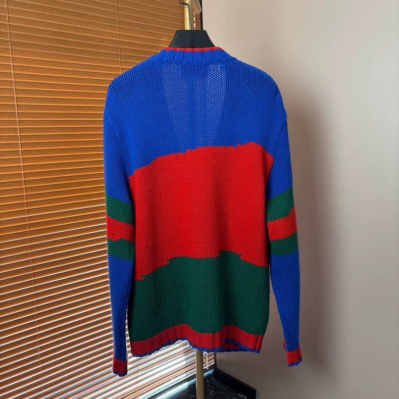 Gucci Gucci Color-blocked striped V-neck knitted cardigan jacket Size L / US 10 / IT 46 - 2 Thumbnail