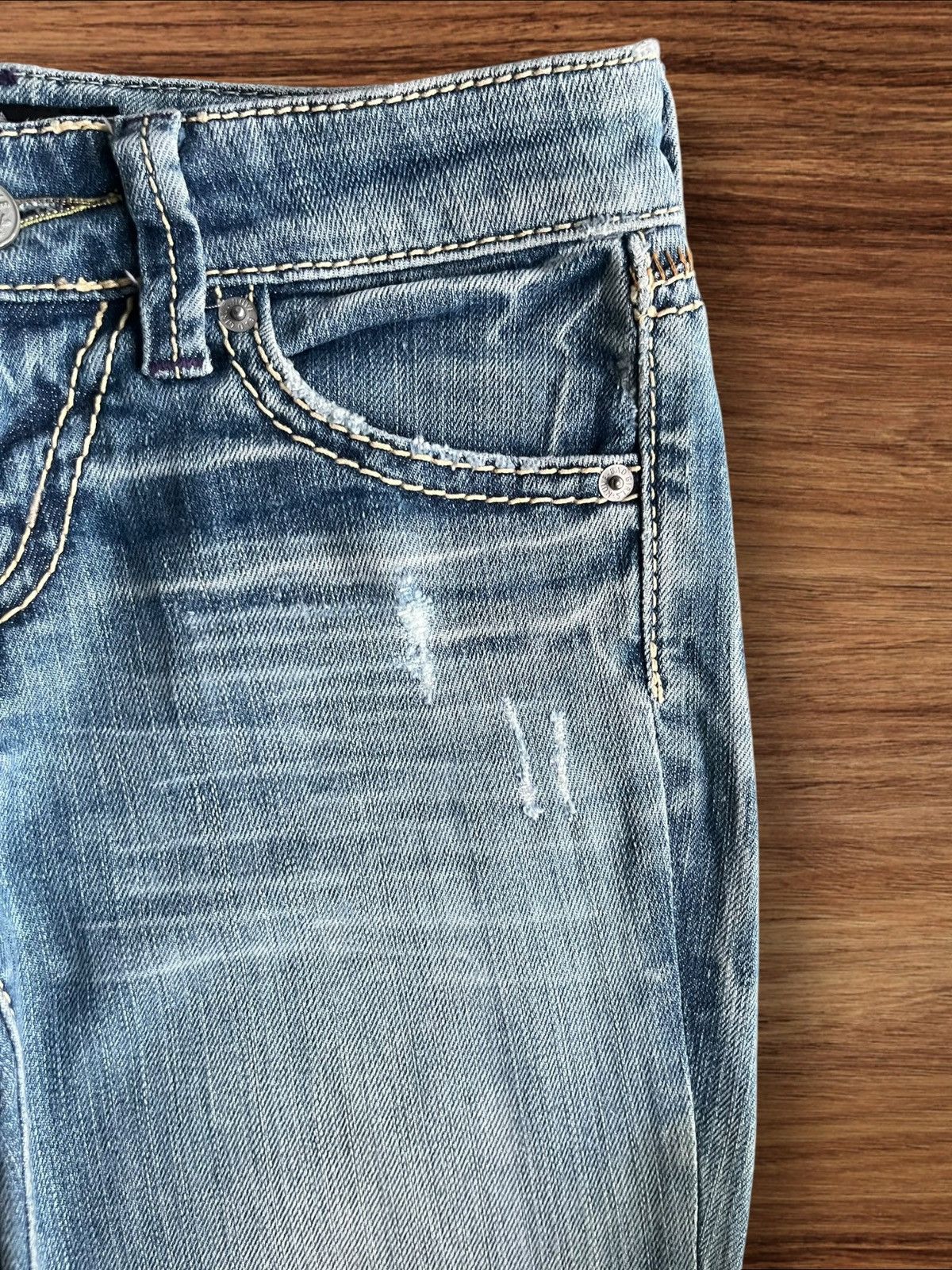 Hysteric Glamour Vintage Y2K Japanese Brand Blue Washed Low Rise Flare Jeans Size 26" / US 2 / IT 38 - 5 Thumbnail