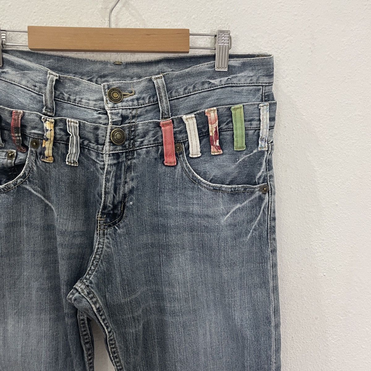20471120 Vintage Japanese Designer Double Waist Denim Size US 33 - 2 Thumbnail