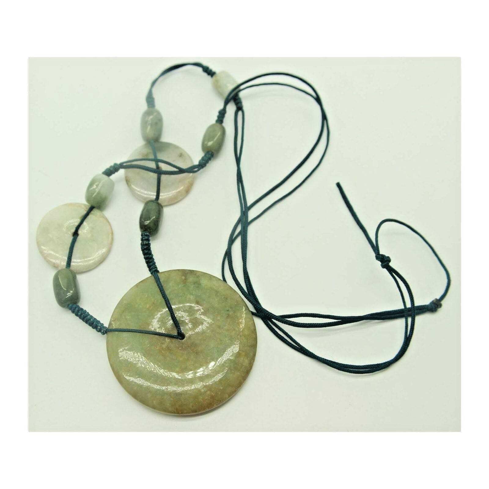 Other Big Jade Disc Necklace Pendant Moss Green & White Size ONE SIZE - 2 Thumbnail