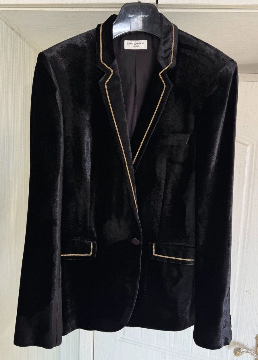 Saint Laurent Paris × Yves Saint Laurent Saint Laurent YSL black velvet gold border sui2412-Nextarrow Size 52R - 3 Thumbnail