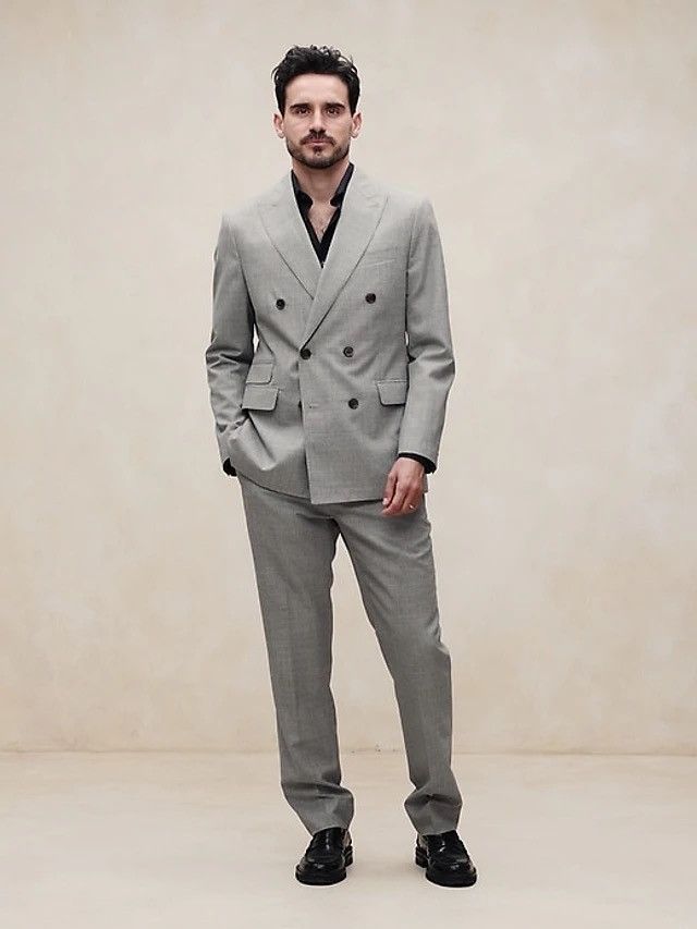 Banana Republic Banana Republic Rustico Gray Double-Breasted Suit 40R / 34 Size 40R - 1 Thumbnail