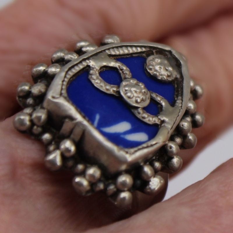Other Sterling Silver Blue Enamel Ring • Artisan Crafted • Size 6 Size ONE SIZE - 4 Thumbnail