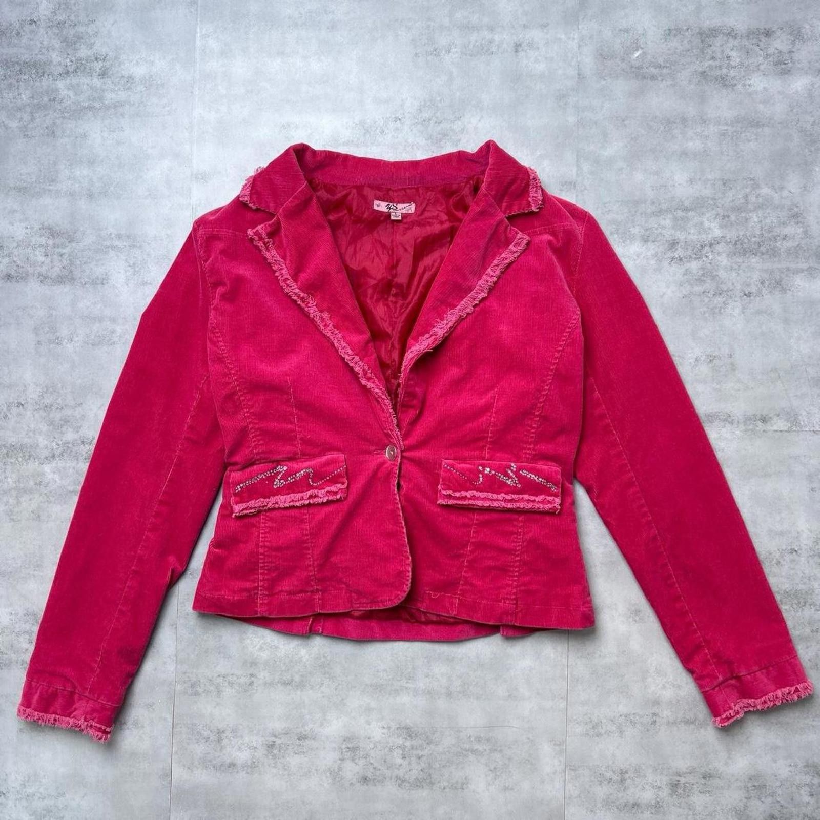 Other Y2K YS Pink Velvet jacket 00s rhinestones button jacket Size L / US 10 / IT 46 - 1 Thumbnail