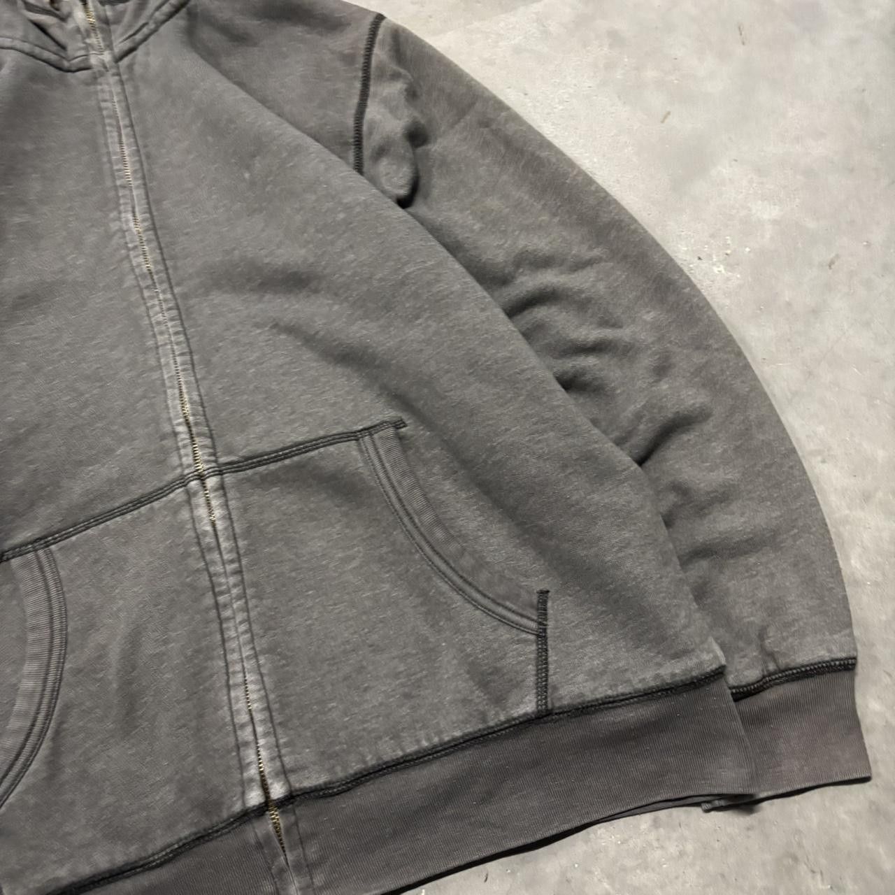 Japanese Brand × Vintage Crazy Vintage Y2K/2000s Faded Grey Blank Sherpa Lined Essential Zip Up Hoodie! Size US L / EU 52-54 / 3 - 4 Thumbnail