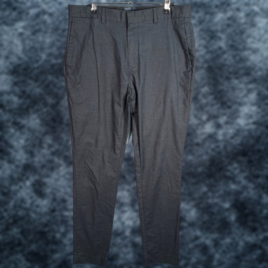 Banana Republic BANANA REPUBLIC Dress Pants Men 31x33 Grey Core Temp Slim Fit Flat Front Cotton Blend Tapered 8/10 Mens Size US 31 - 1 Thumbnail