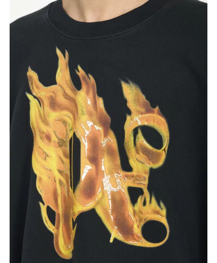 Palm Angels o1y0325 Logo Crewneck Sweatshirt in Black Size US L / EU 52-54 / 3 - 2 Thumbnail
