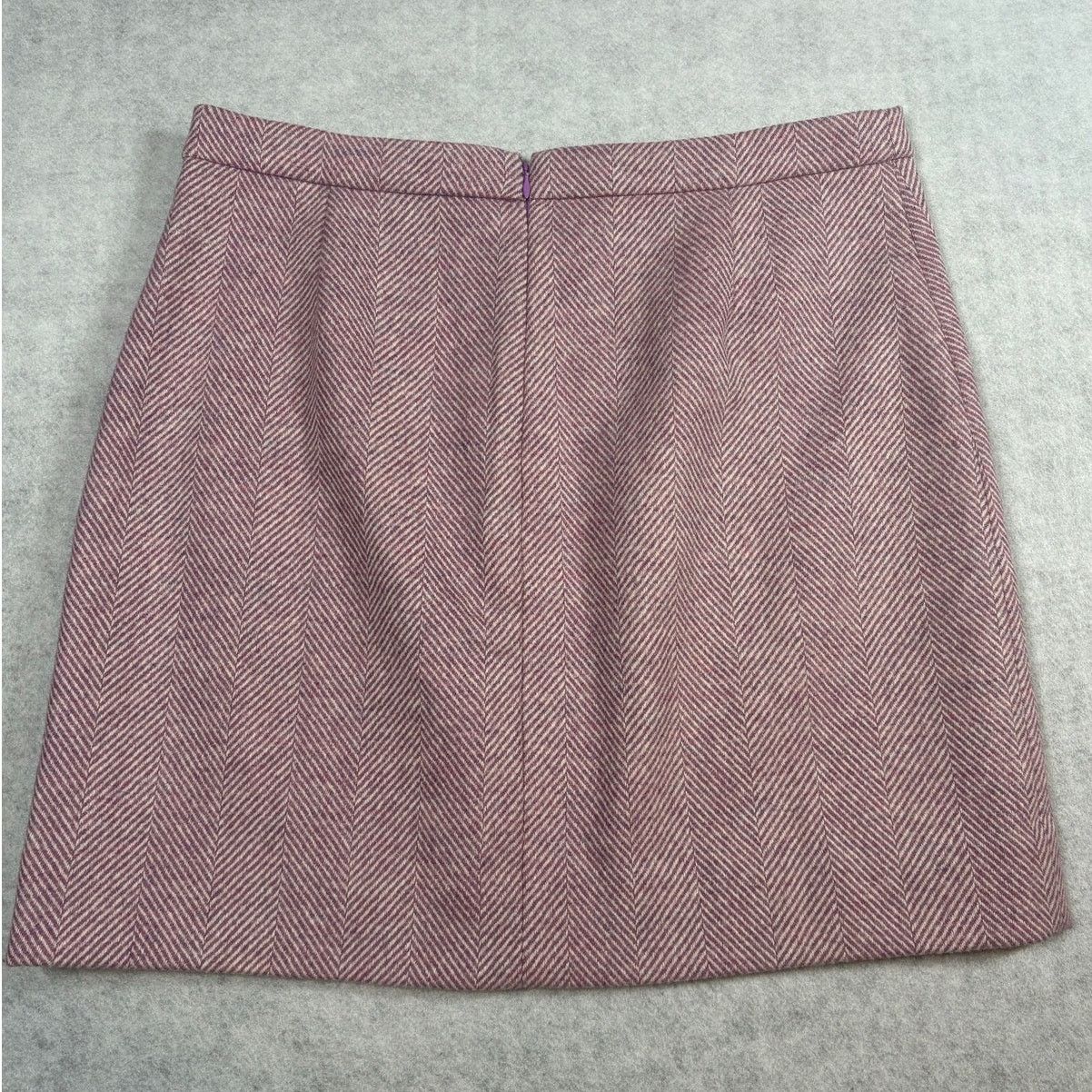 J.Crew J.Crew Pink Herringbone Mini Skirt Wool Blend Preppy #0523 Size 36" / US 14 / IT 50 - 2 Thumbnail