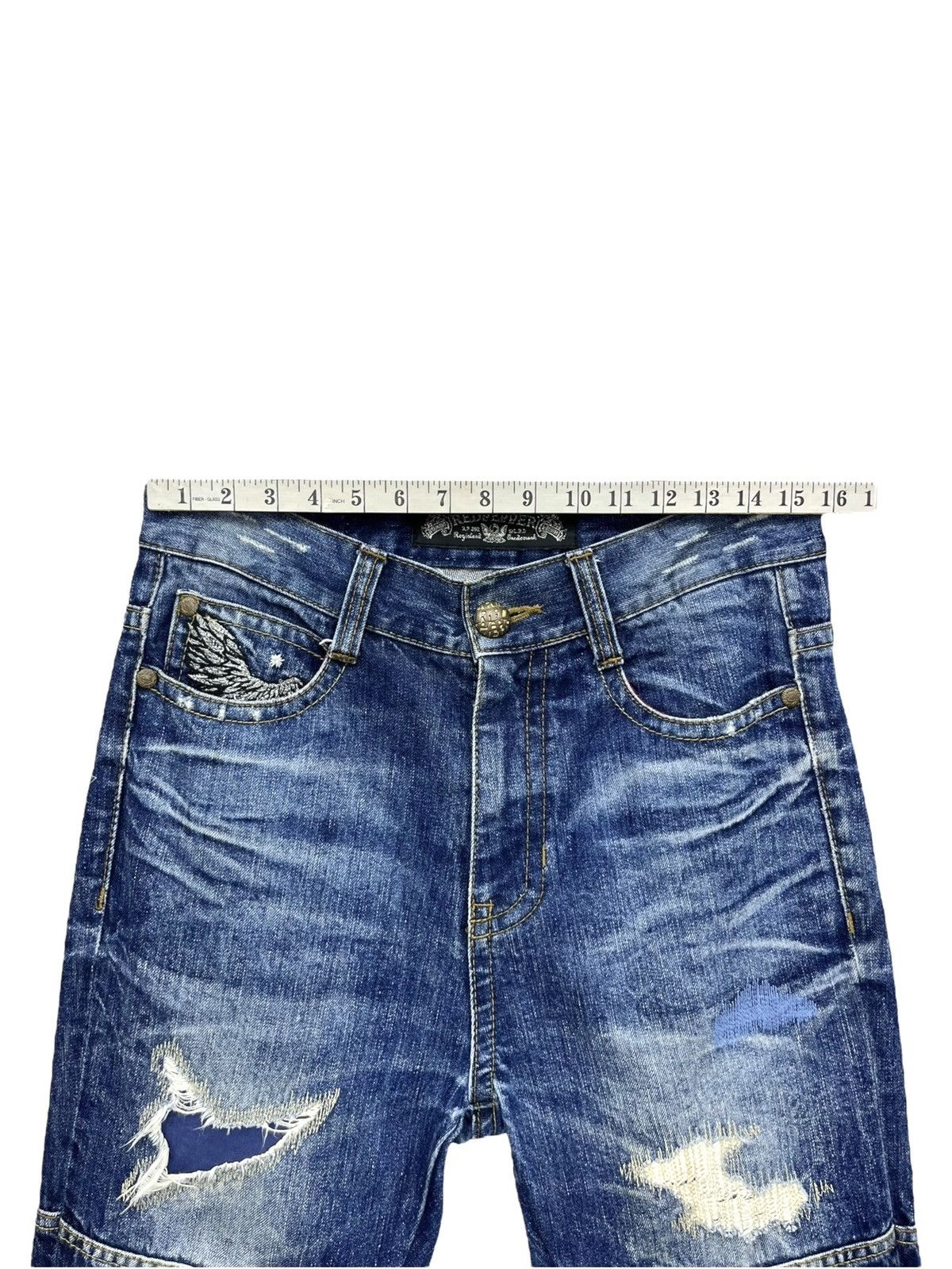 Vintage FYE🔥Vintage RED PEPPER Punk Angel Wings Big Spell-out Jeans Size 31" - 22 Thumbnail