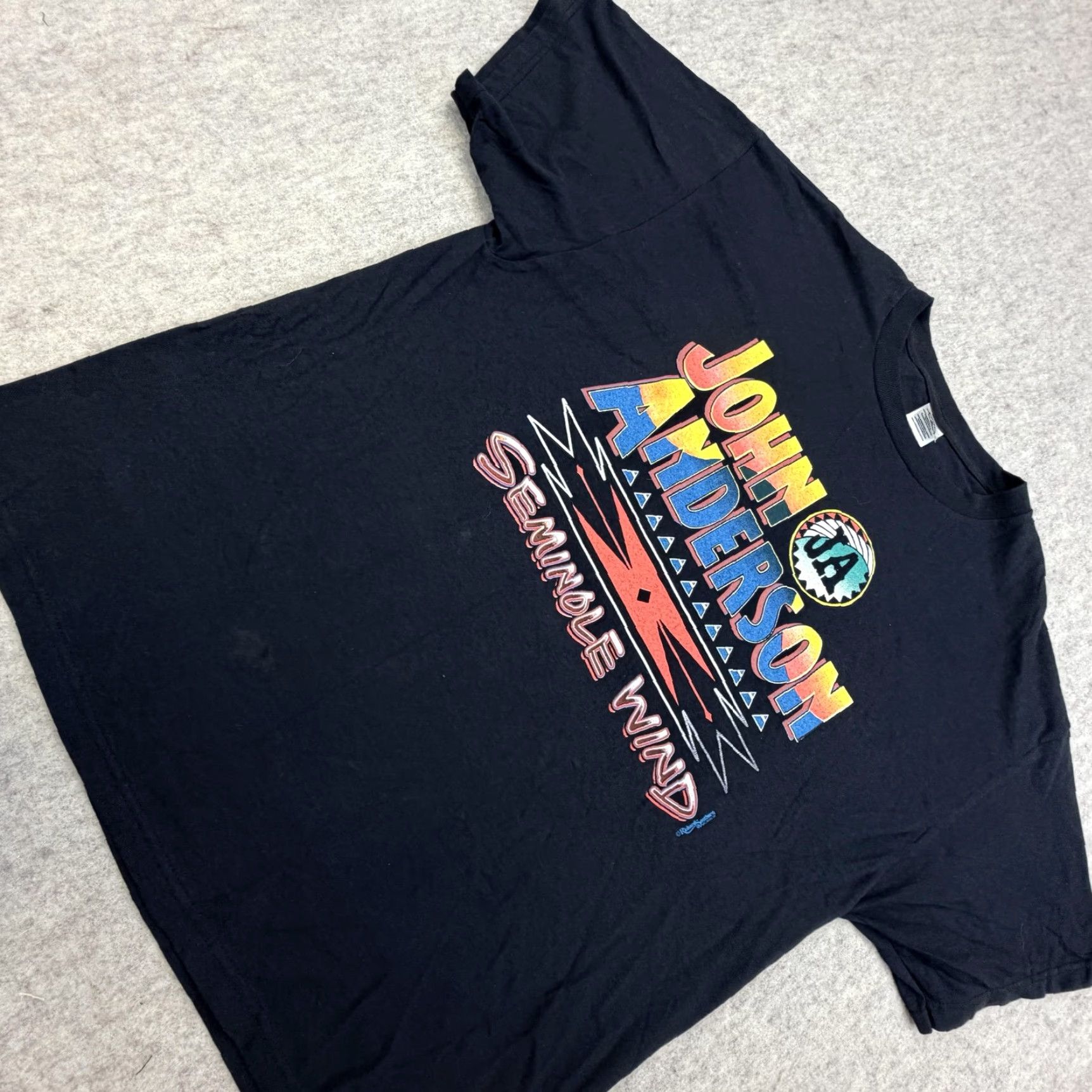 Delta VINTAGE John Anderson Shirt Mens XL Black Seminole Wind Country Tour 90s Size US XL / EU 56 / 4 - 2 Thumbnail