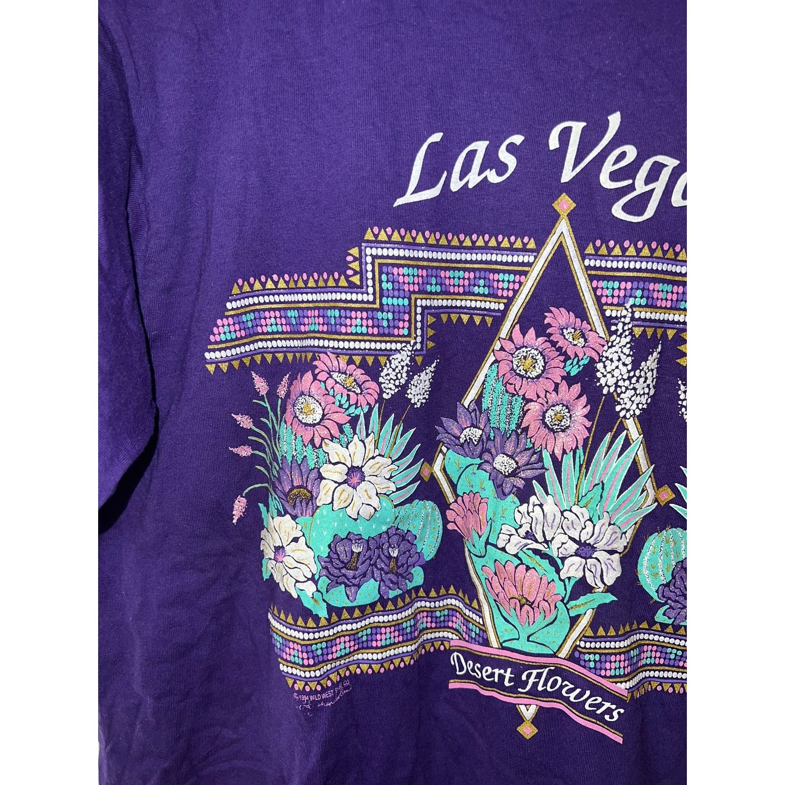 Jerzees Vintage Las Vegas Desert Shirt Flowers Purple Tee VTG L 90s Size US L / EU 52-54 / 3 - 2 Thumbnail