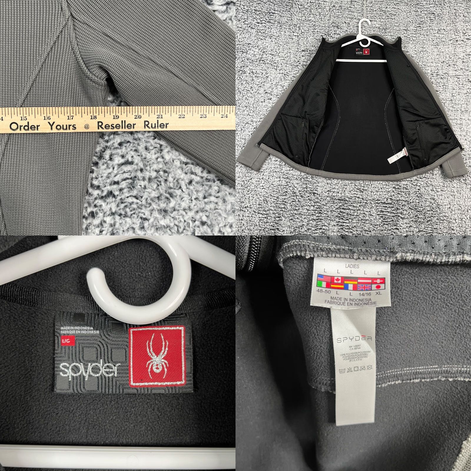 Spyder Spyder Jacket Womens Medium Gray Knit Full Zip Slim Fit Pockets Lining: Fleece Poly Size L / US 10 / IT 46 - 9 Thumbnail