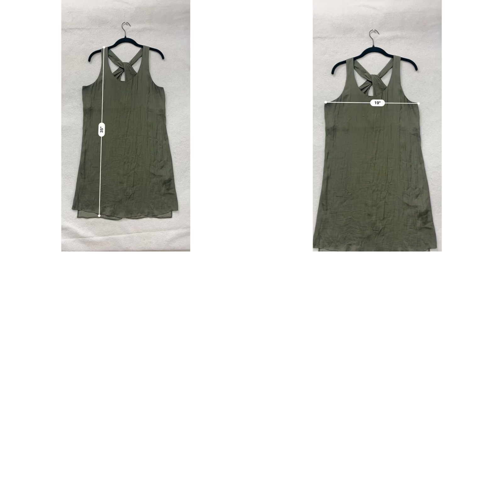 Olive VINTAGE Trouvé Tank Dress Women S Olive Green Sleeveless Knotted Back Knee Length Size S / US 4 / IT 40 - 8 Thumbnail