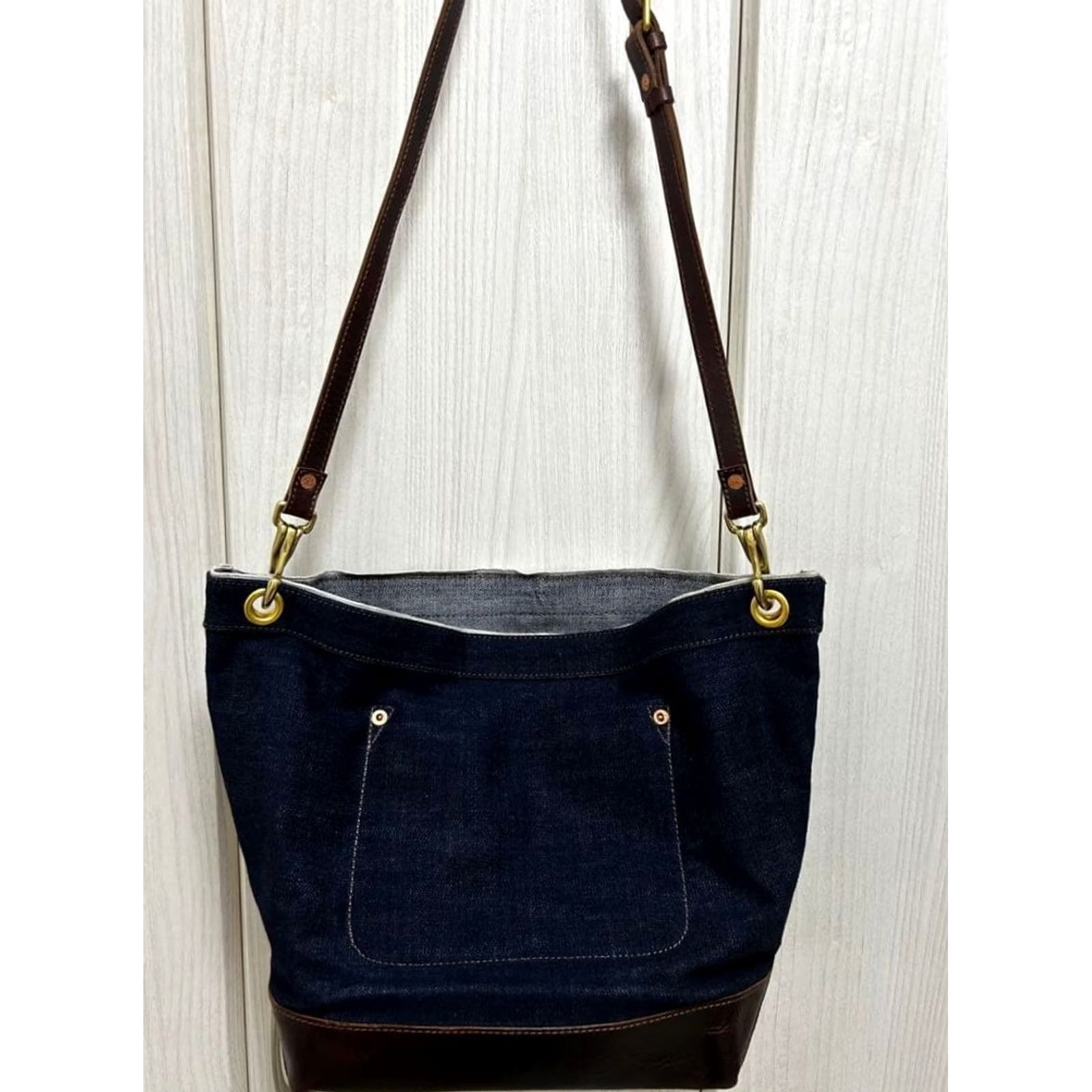 Ralph Lauren RRL Ralph Lauren Shoulder Bag Denim Leather Dark Indigo Logo Medium Unisex Adults Size ONE SIZE - 2 Thumbnail