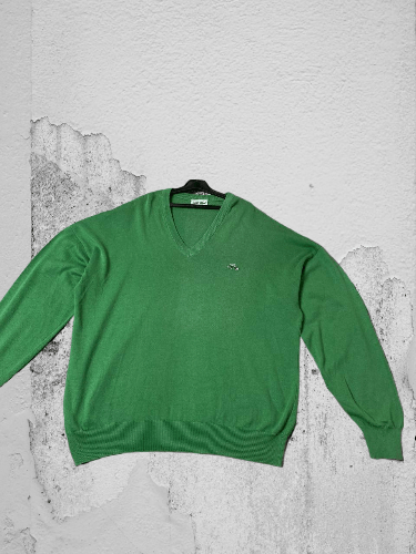 Lacoste × Vintage Vintage Lacoste Green V-Neck Sweater Size US XXL / EU 58 / 5 - 1 Thumbnail