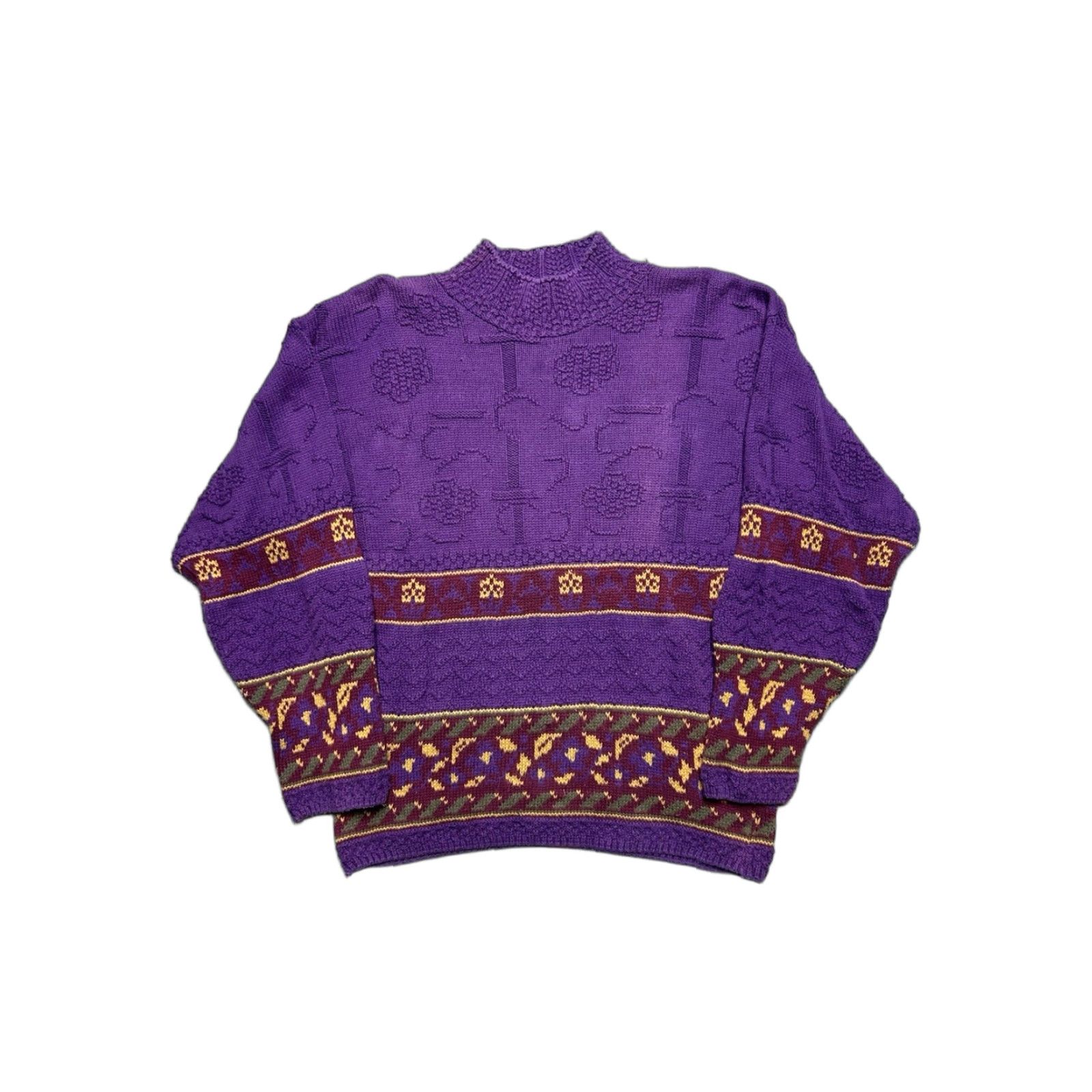 American Eagle Outfitters VINTAGE American Eagle knit sweater Icelandic Nordic purple women’s large Size L / US 10 / IT 46 - 1 Thumbnail