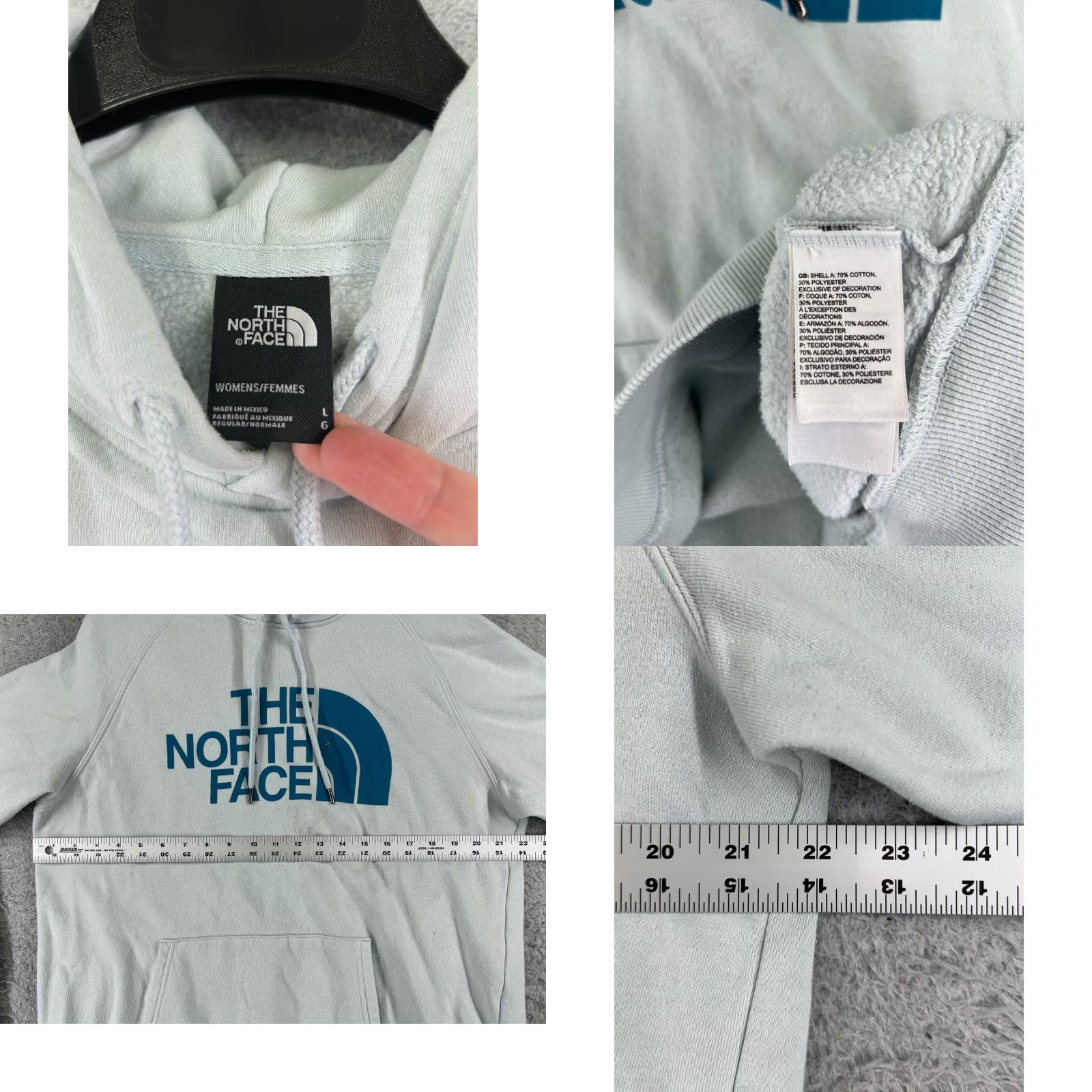 The North Face VINTAGE - The North Face Hoodie - Sweatshirt (Womens) - Large - Green - Logo - Pocket - Pullover - Cotton Blend - Regular Fit - All Seasons - Womens Size L / US 10 / IT 46 - 8 Thumbnail