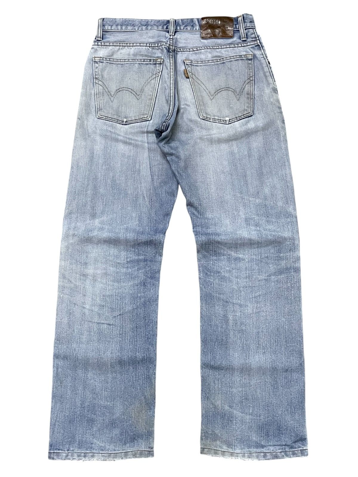 Edwin × Vintage Edwin XV Light Wash Distressed Straight Jeans Size US 30 / EU 46 - 2 Thumbnail