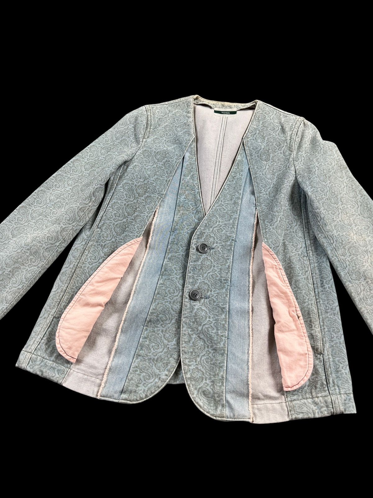 Toga Vintage 90s Toga Reconstructed Paisley Denim Blazer Size US S / EU 44-46 / 1 - 12 Thumbnail